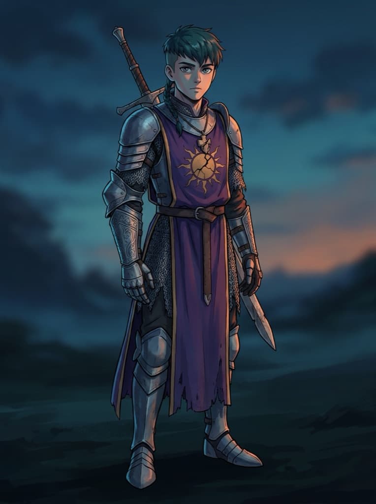 Same paladin OC standing, full body