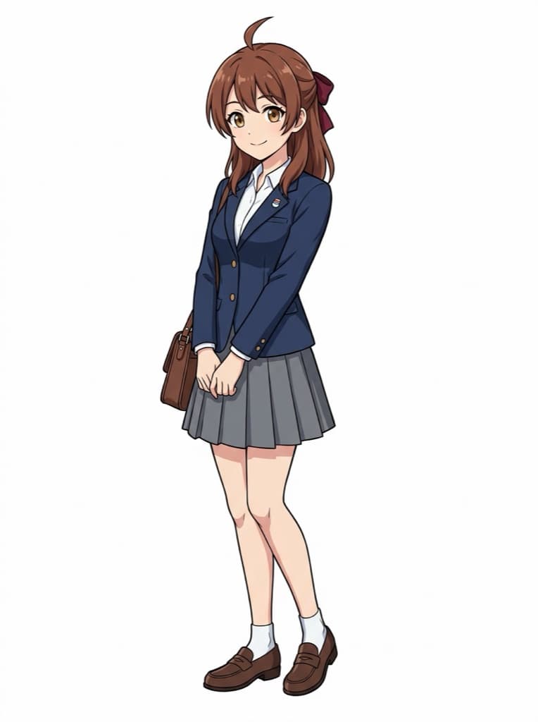 Original anime school-uniform OC with a gentle smile