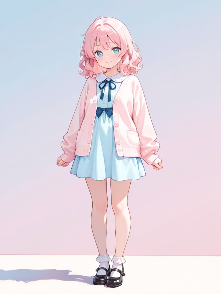 Original soft-pastel OC in a gentle dress with a watercolor look